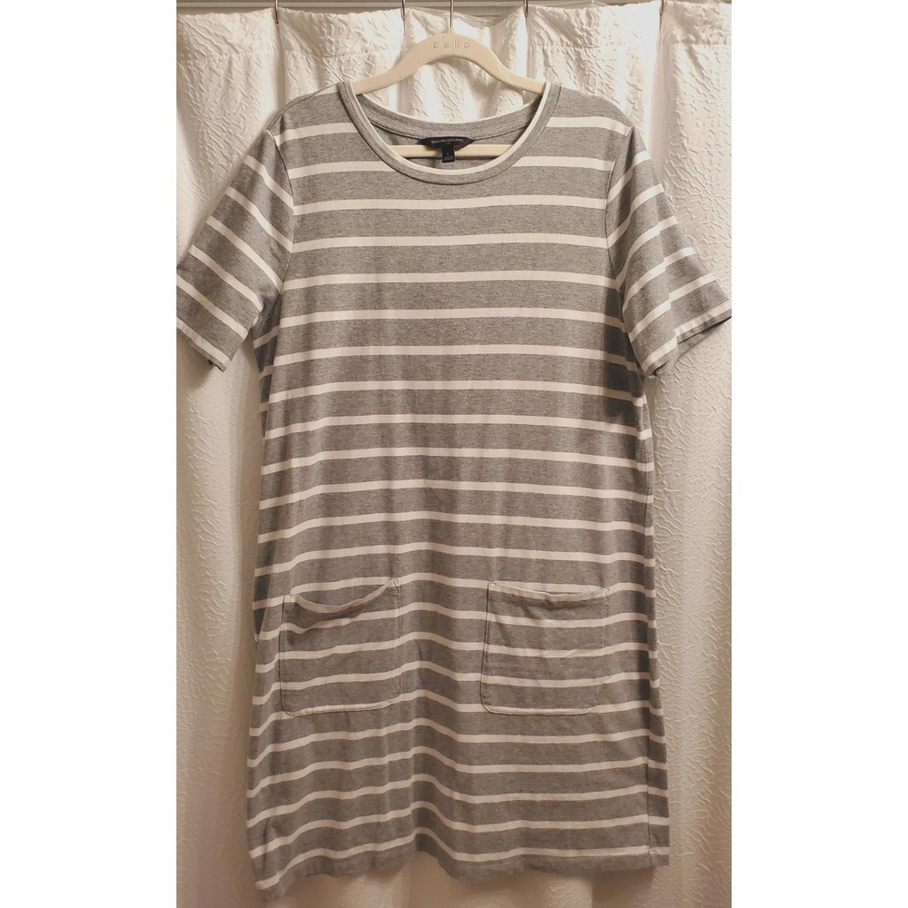 Banana Republic Striped T-Shirt Dress Womens Size Large Preppy Comfy Beach gray
